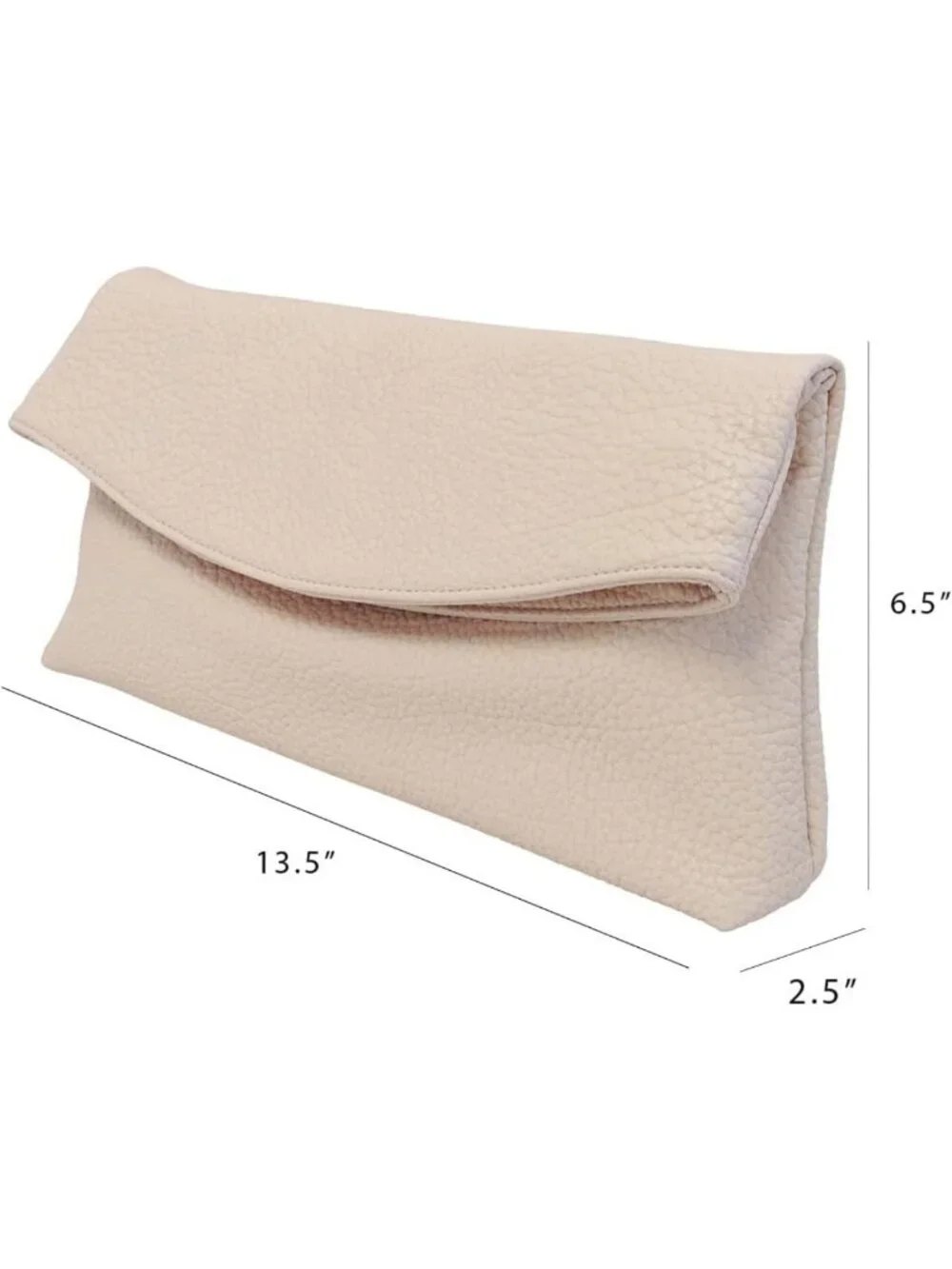 Chic Faux Leather Oversized Foldover Clutch Bag - Stylish Evening Accessory